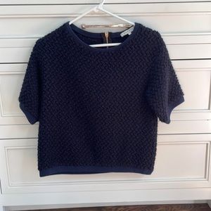 Sandro Boucle Navy Cropped Sweater